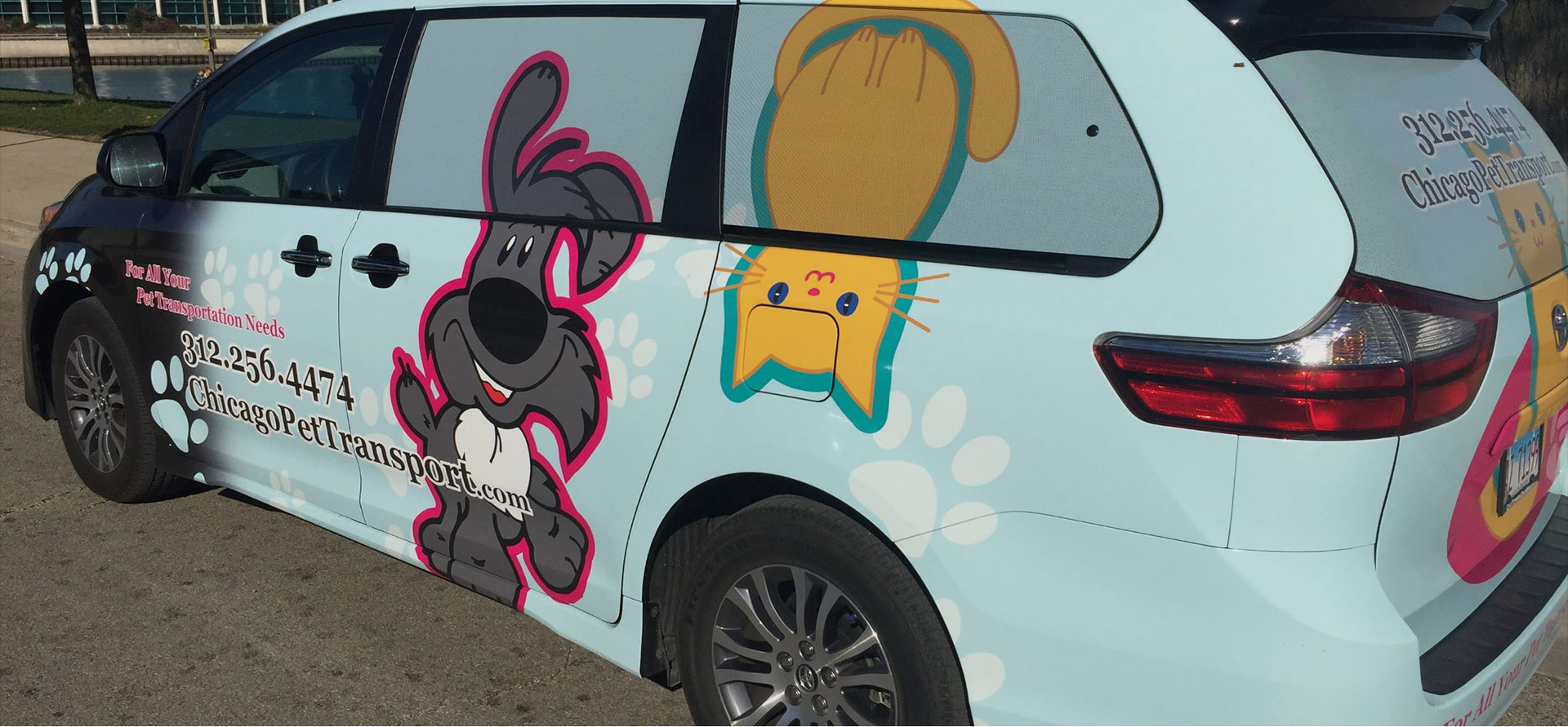 A car with some cartoon characters on it